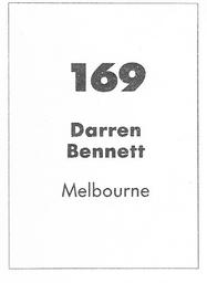 1990 Select AFL Stickers #169 Darren Bennett Back